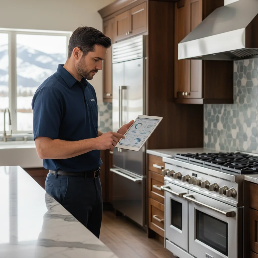 Technician using diagnostic equipment